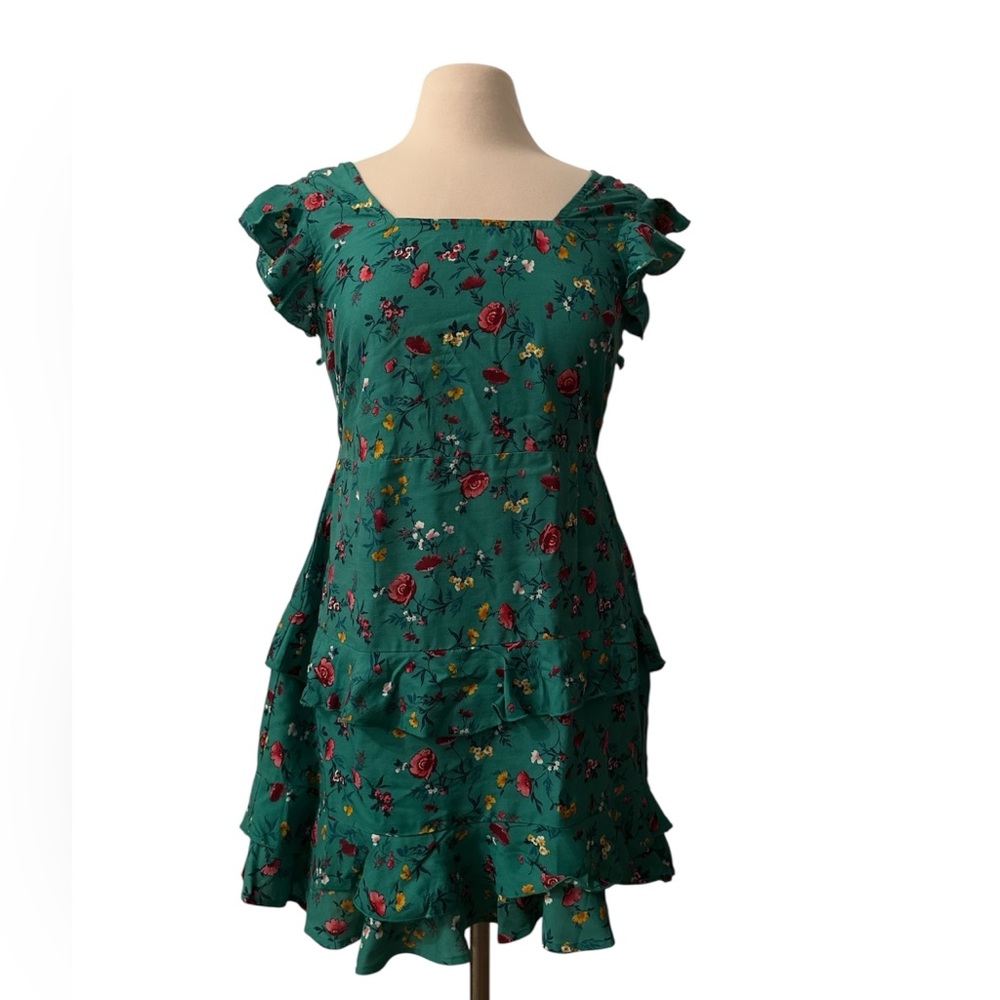 Floral Green Mini Dress